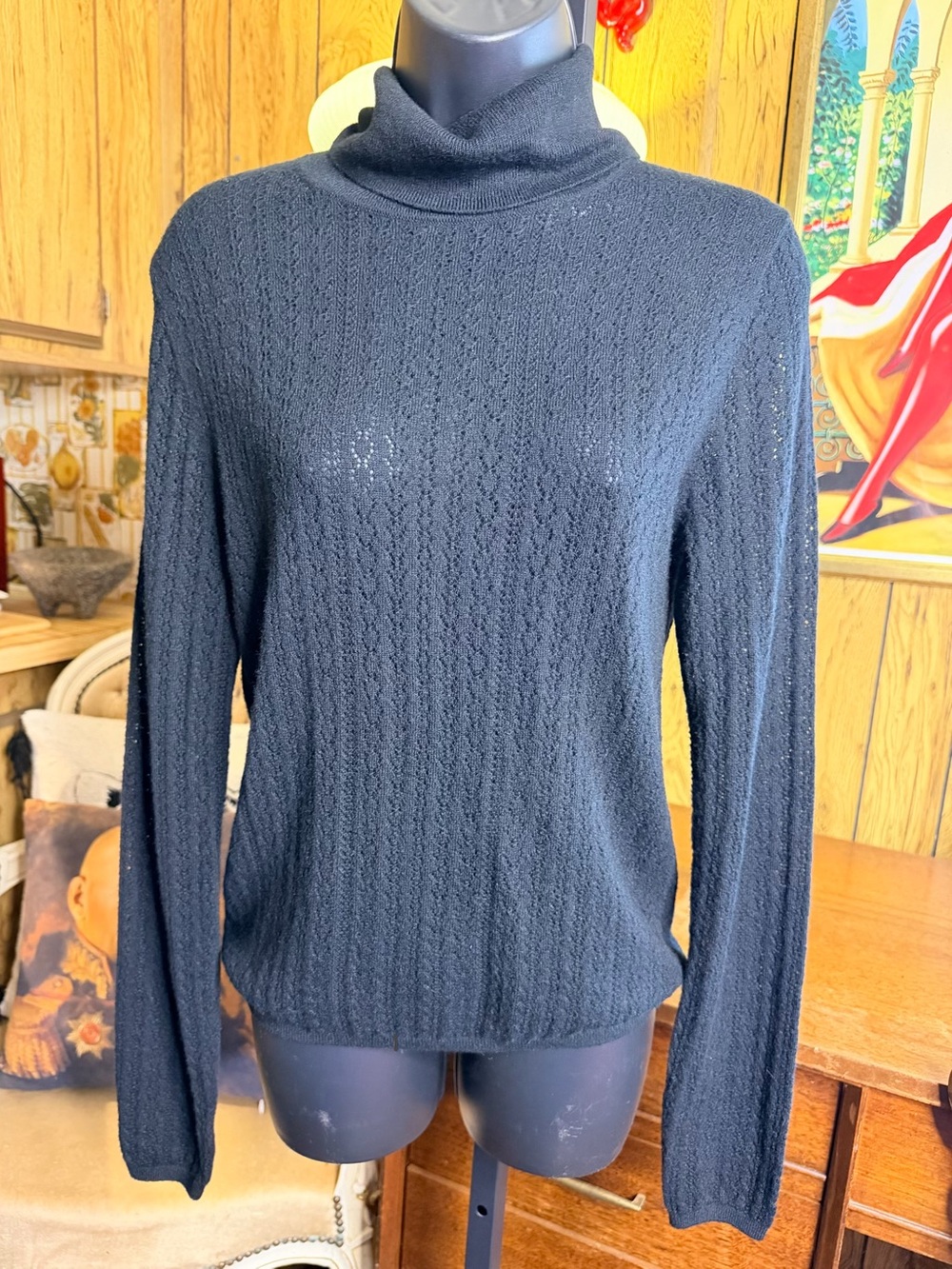 GAP Wool Blend Brooklyn Open-Knit Turtleneck Sweater